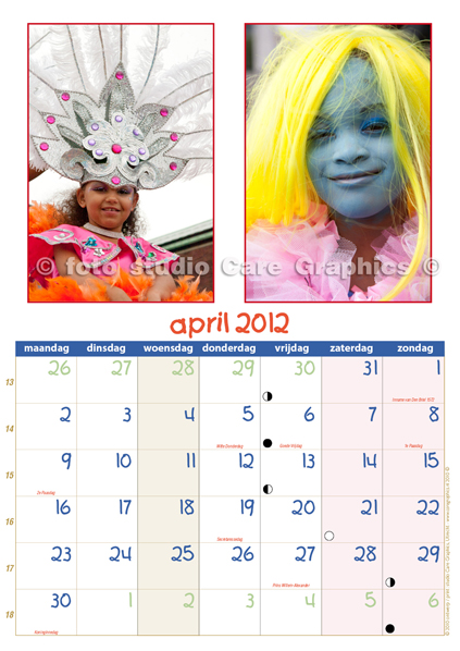 kalender  Kids Zomercarnaval 2012
